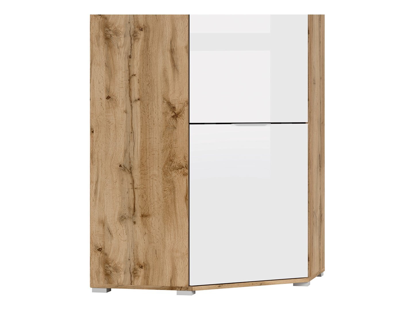 ZELE single-door corner wardrobe 78x78 cm Wotan oak/white glossy color - Image 4
