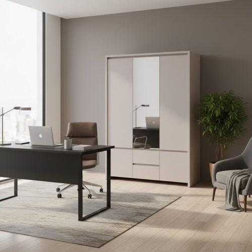 Five-door wardrobe with two drawers KASPIAN 153.5 cm cashmere color