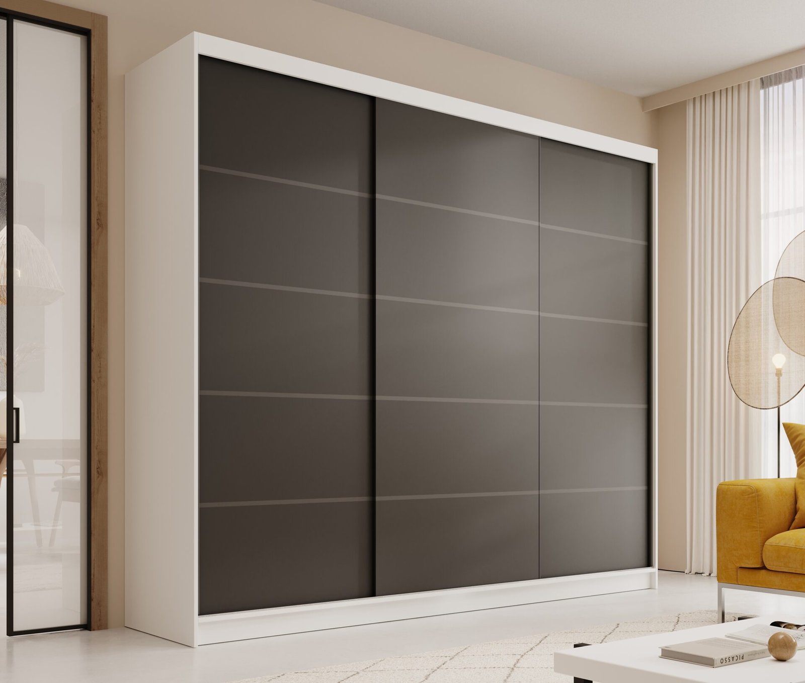 Andy 250 sliding wardrobe, white/black, ADRK - Image 2