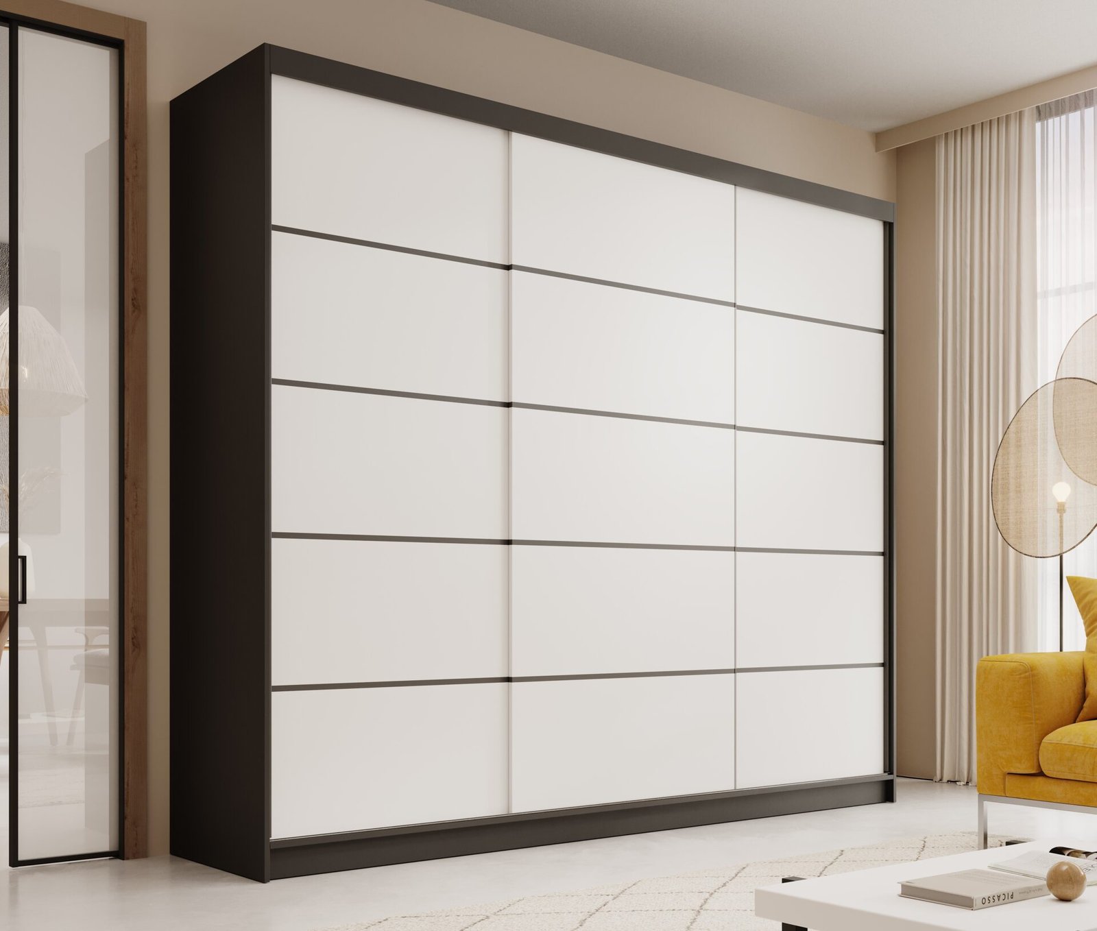 Andy 250 sliding wardrobe, black/white, ADRK - Image 2