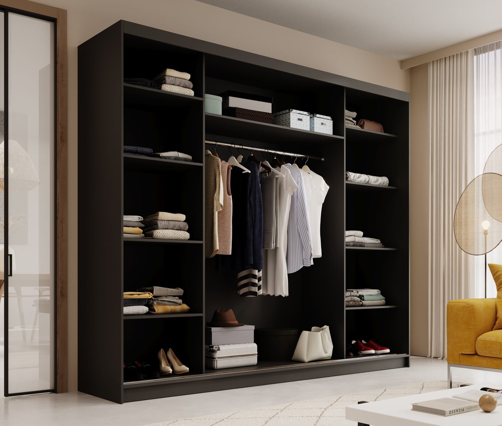 Andy 250 sliding wardrobe, black/white, ADRK - Image 3