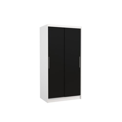ASTEN 100 Sliding wardrobe with sliding doors, white/black, ADRK