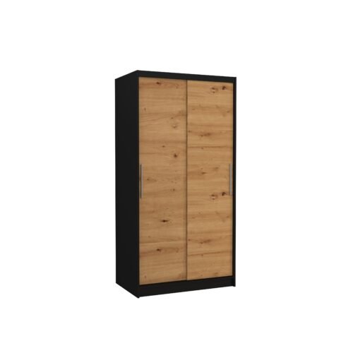 ASTEN 100 sliding wardrobe, black/artisan, ADRK
