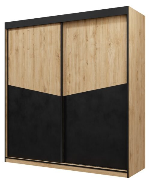 Atson 200 sliding wardrobe with oak/black finish, ADRK