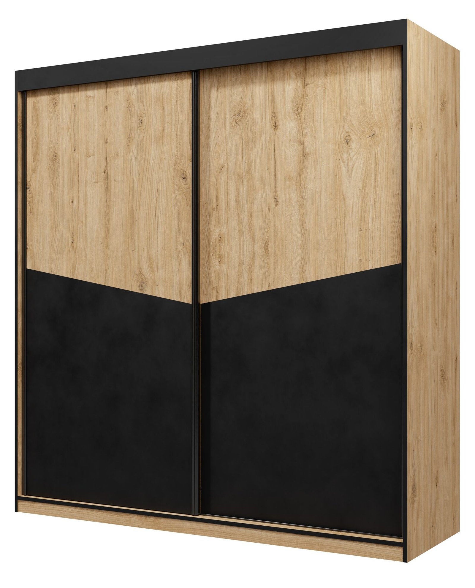 Atson 200 sliding wardrobe with oak/black finish, ADRK