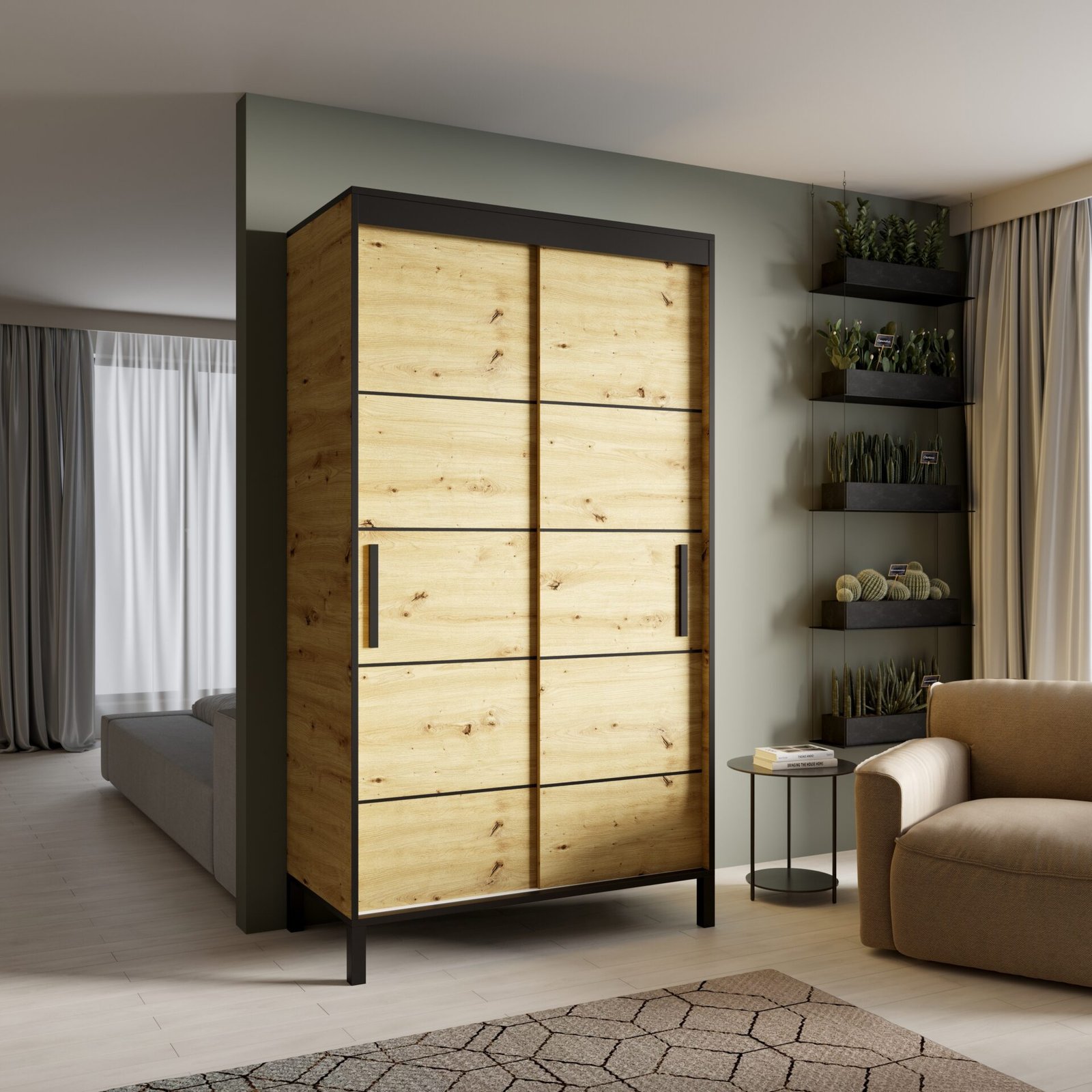BELL 120 Artisan/Black ADRK sliding wardrobe - Image 3