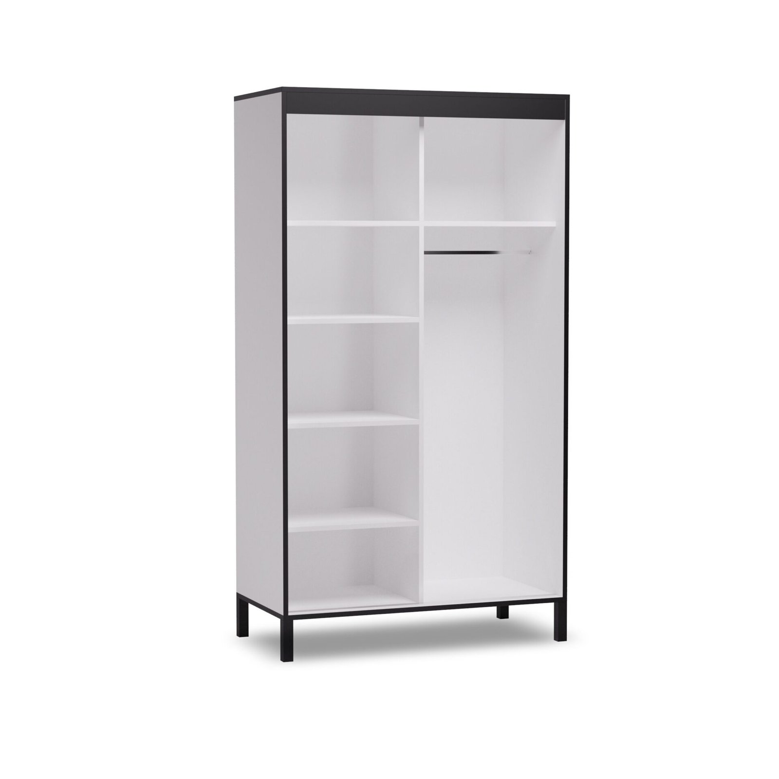 BELL 120 Sliding wardrobe with sliding doors, white/black, ADRK - Image 4