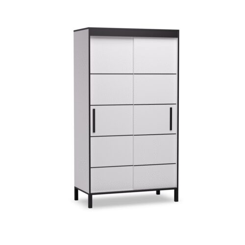 BELL 120 Sliding wardrobe with sliding doors, white/black, ADRK