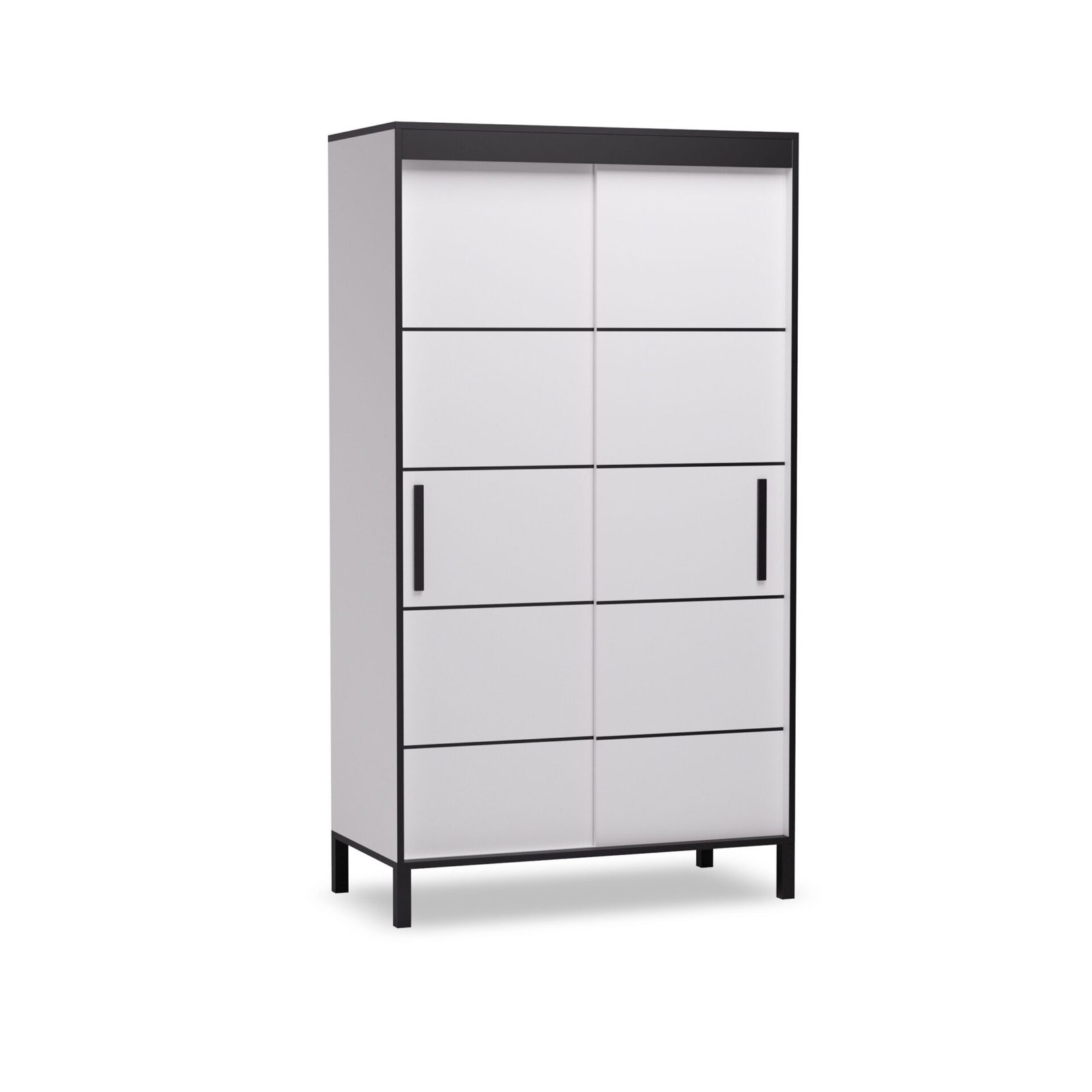 BELL 120 Sliding wardrobe with sliding doors, white/black, ADRK