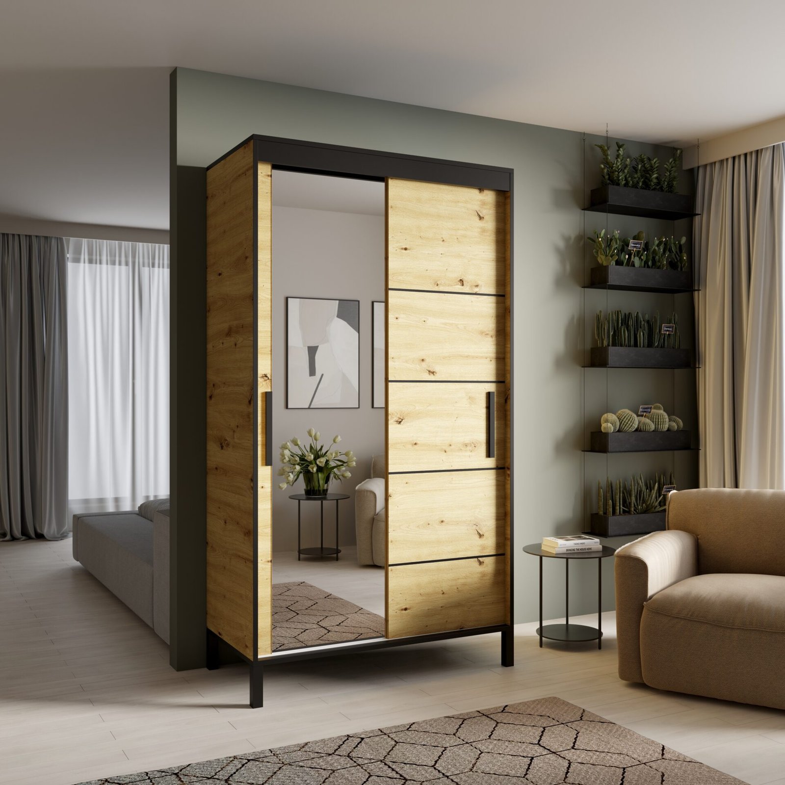 BELL-M 120 Artisan/Black ADRK sliding wardrobe - Image 3