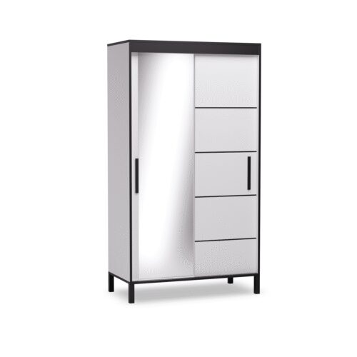 BELL-M 120 Sliding wardrobe with sliding doors, white/black, ADRK