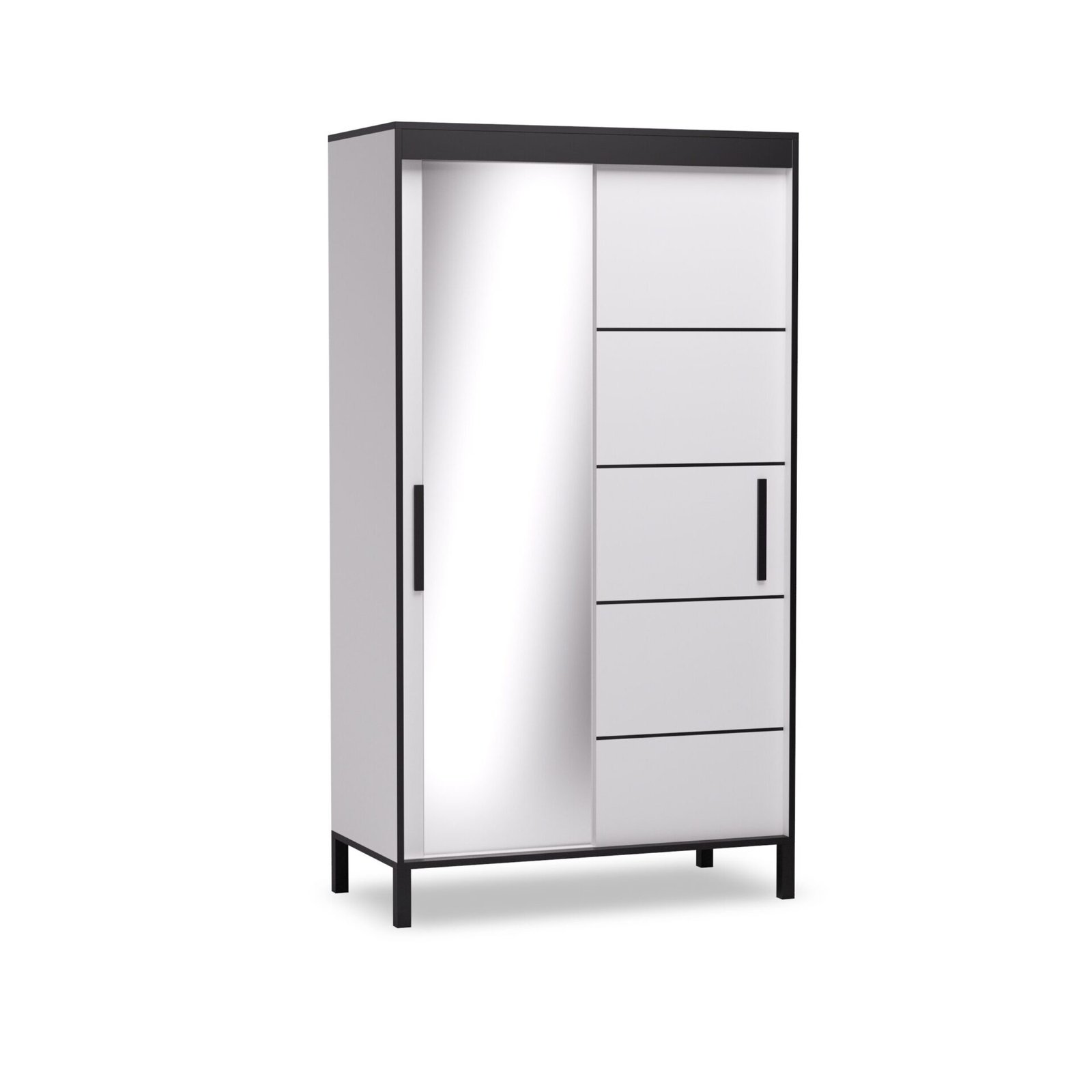 BELL-M 120 Sliding wardrobe with sliding doors, white/black, ADRK