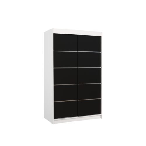 BENISSO 120 Sliding wardrobe with sliding doors, white/black, ADRK
