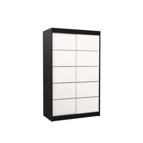 BENISSO 120 Sliding wardrobe with sliding doors, black/white, ADRK