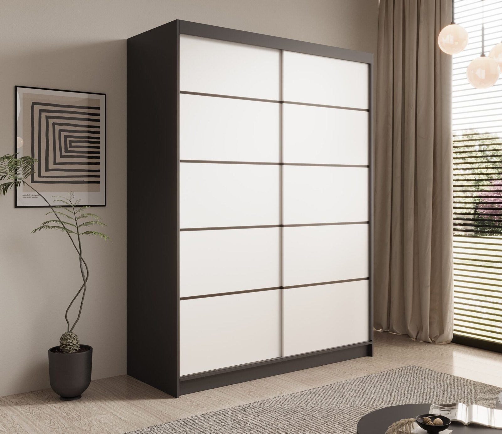 Sliding wardrobe Calma 150 black/white ADRK - Image 2