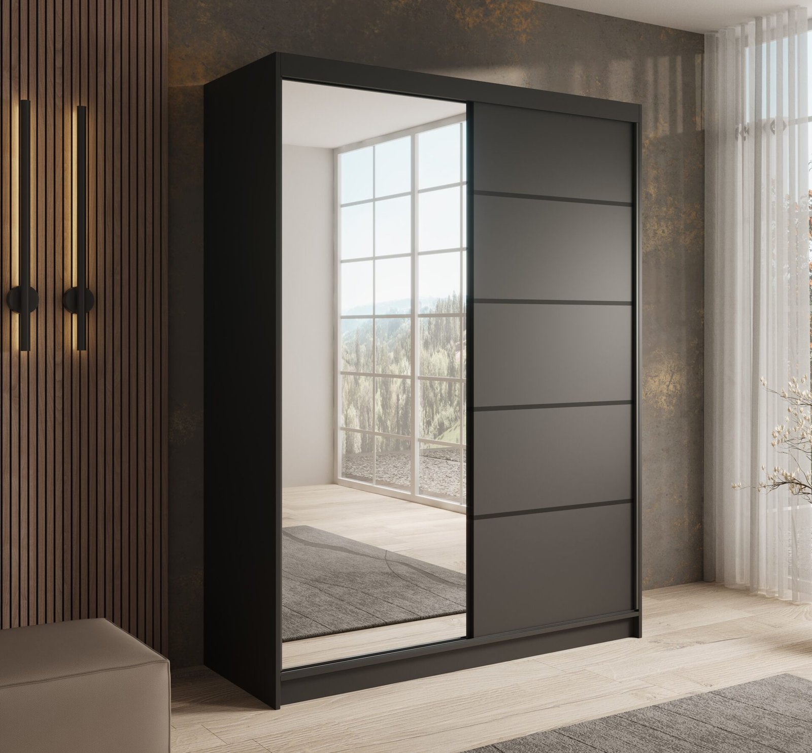 Cardi 150 sliding wardrobe, black, ADRK - Image 2