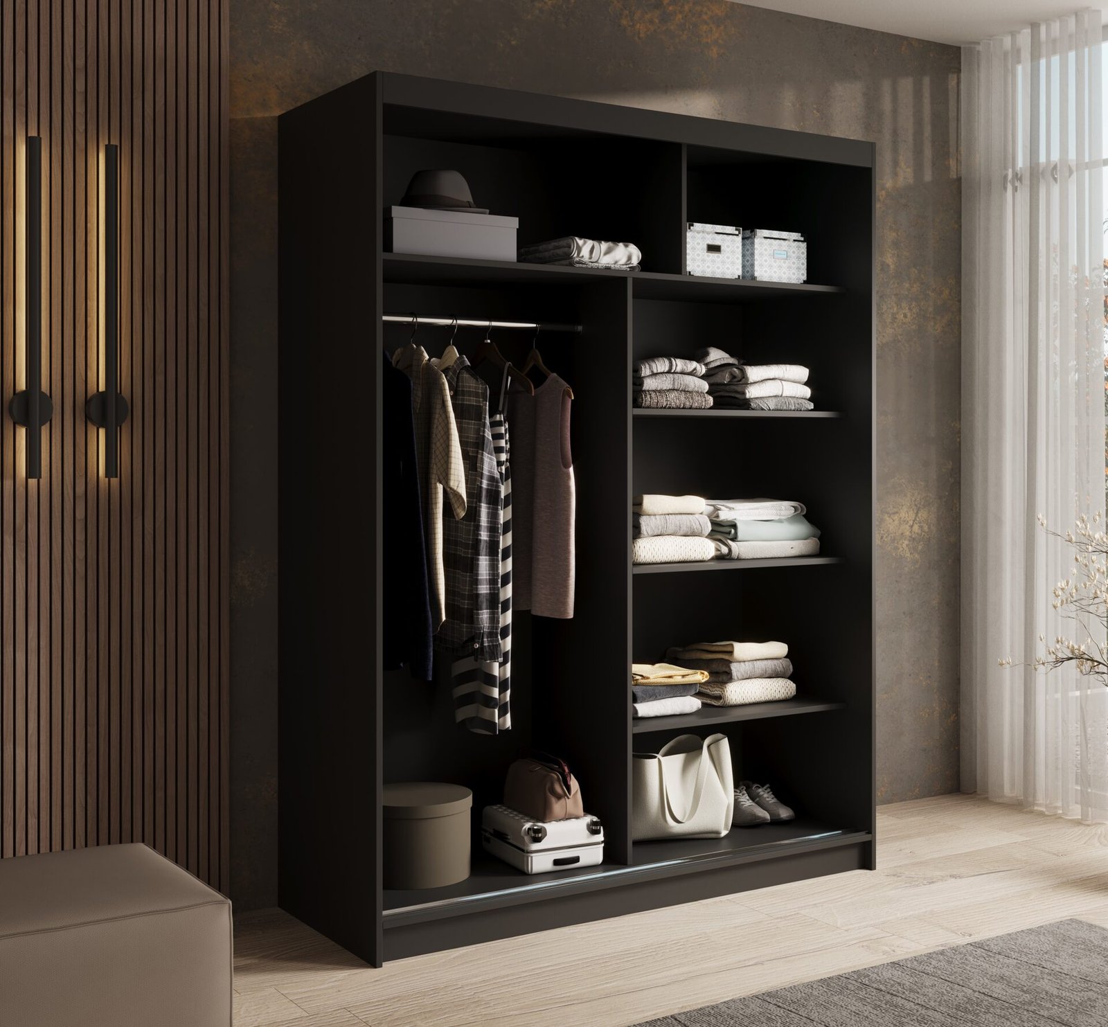 Cardi 150 sliding wardrobe, black, ADRK - Image 3