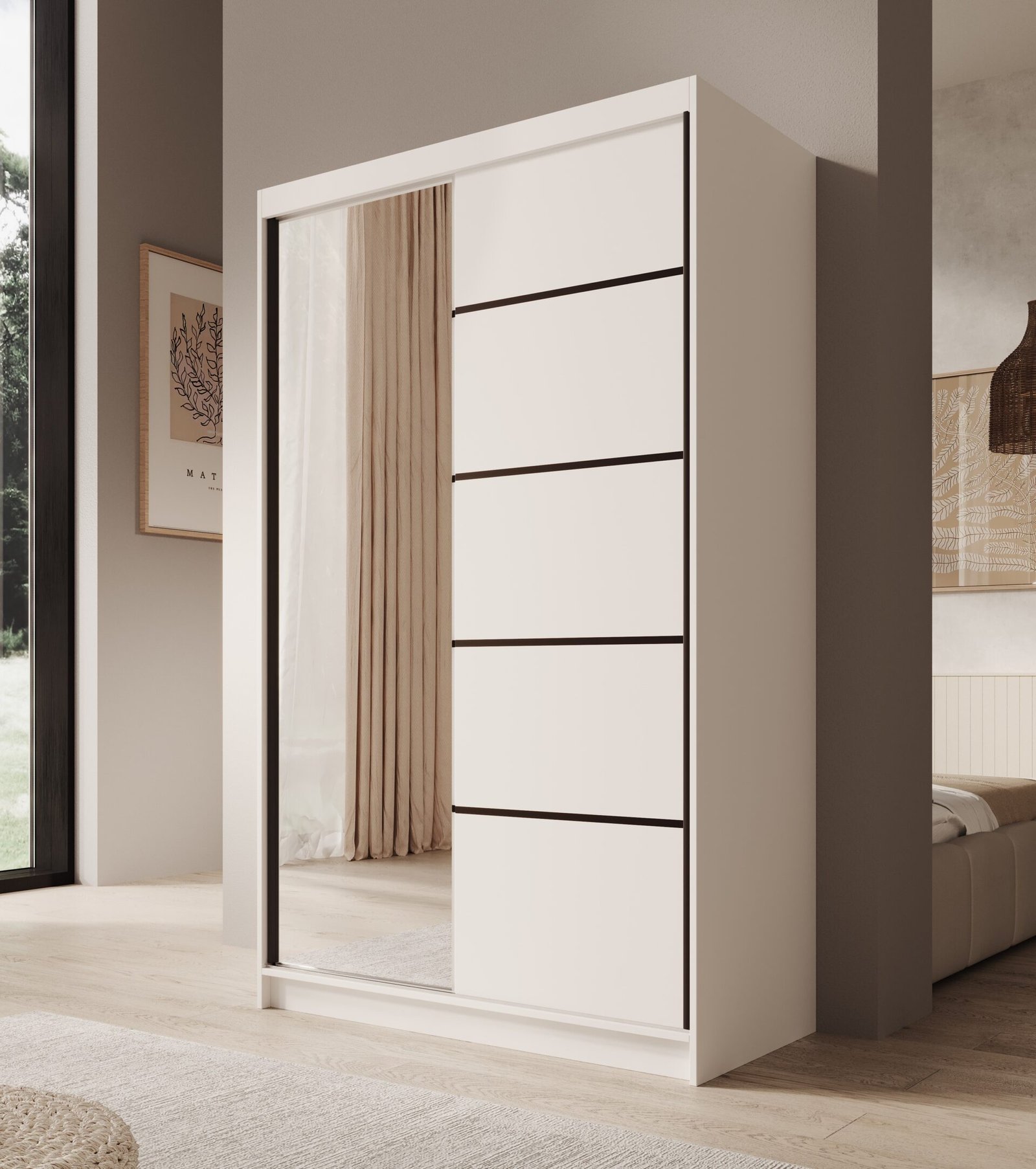 Castello 120 sliding wardrobe with sliding doors, white, ADRK - Image 2
