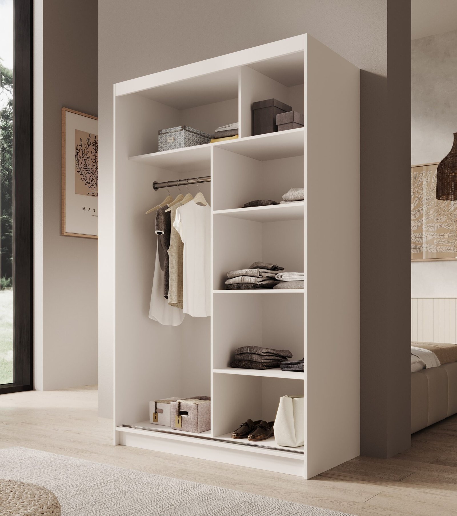 Castello 120 sliding wardrobe with sliding doors, white, ADRK - Image 3