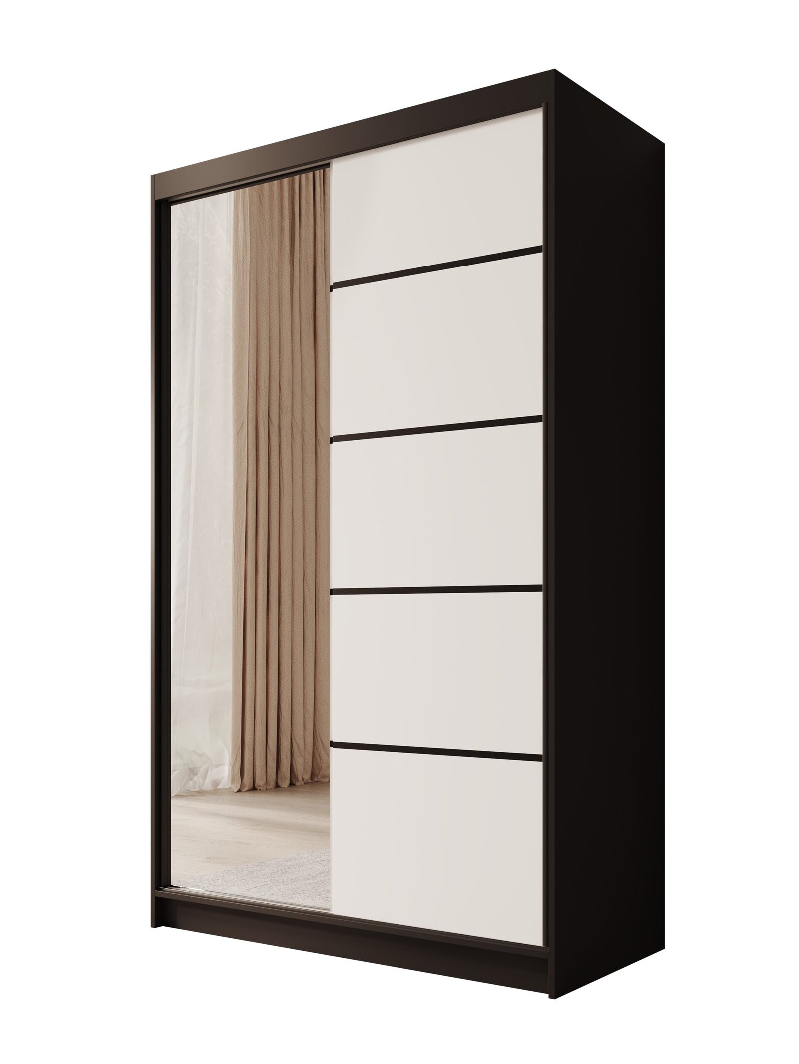 Castello 120 sliding wardrobe, black/white, ADRK