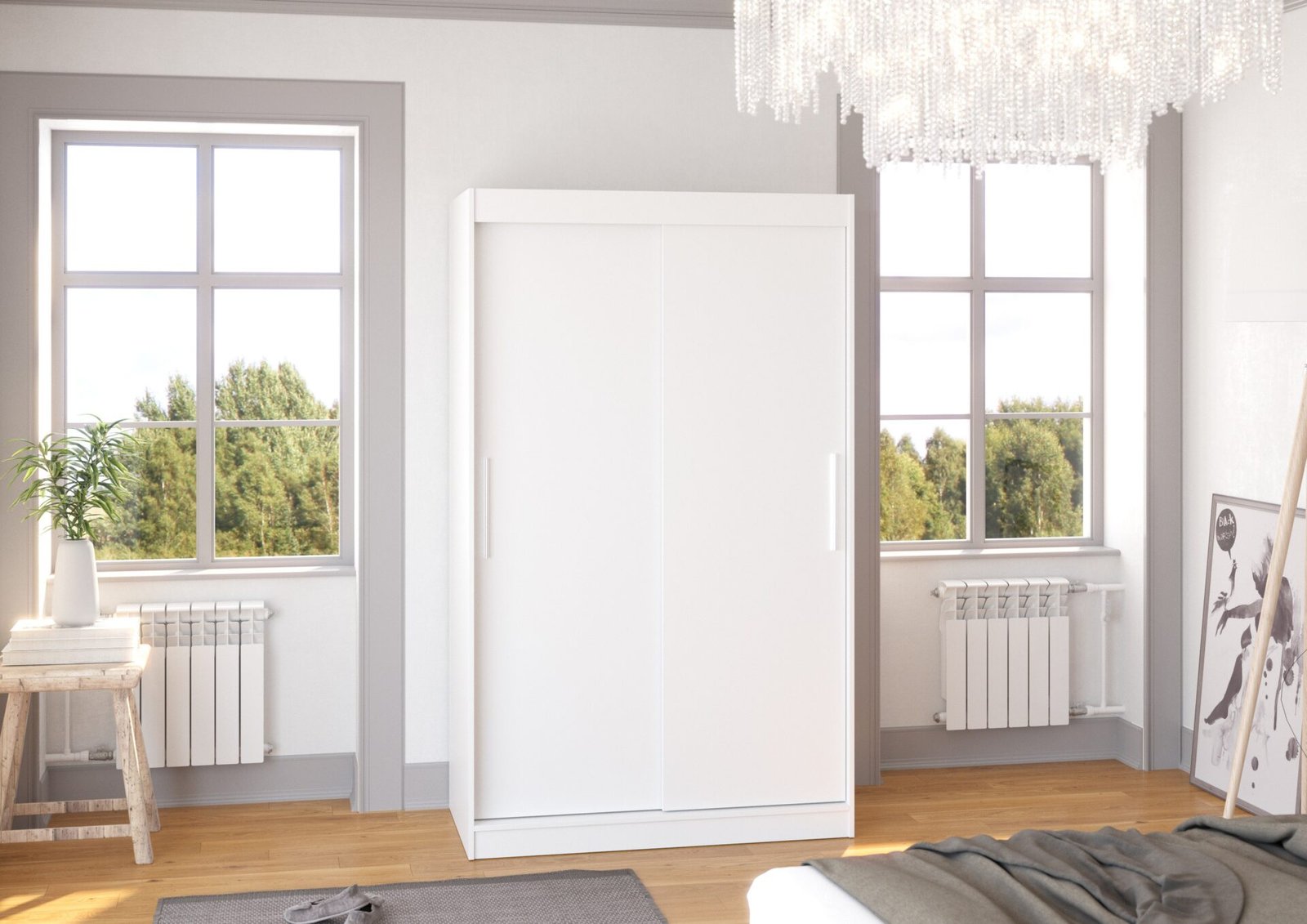 COLLIN 120 sliding wardrobe, white, ADRK - Image 2