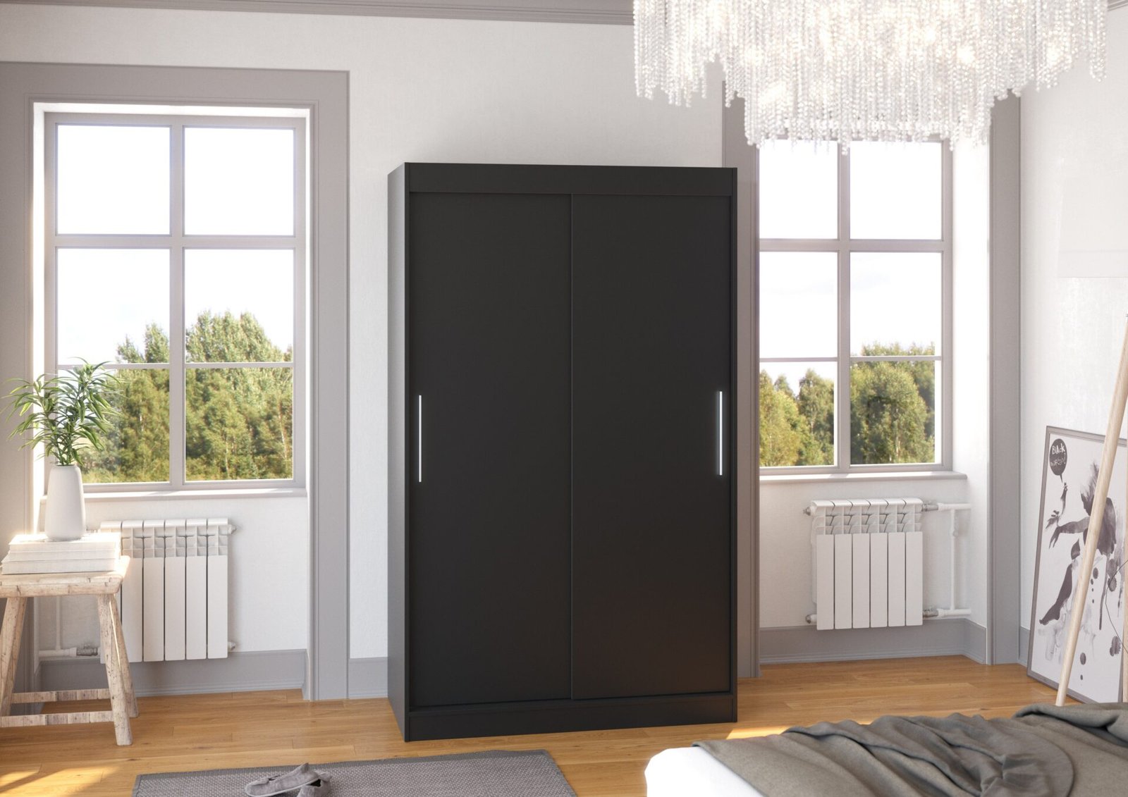 COLLIN 120 Sliding wardrobe, black, ADRK - Image 2
