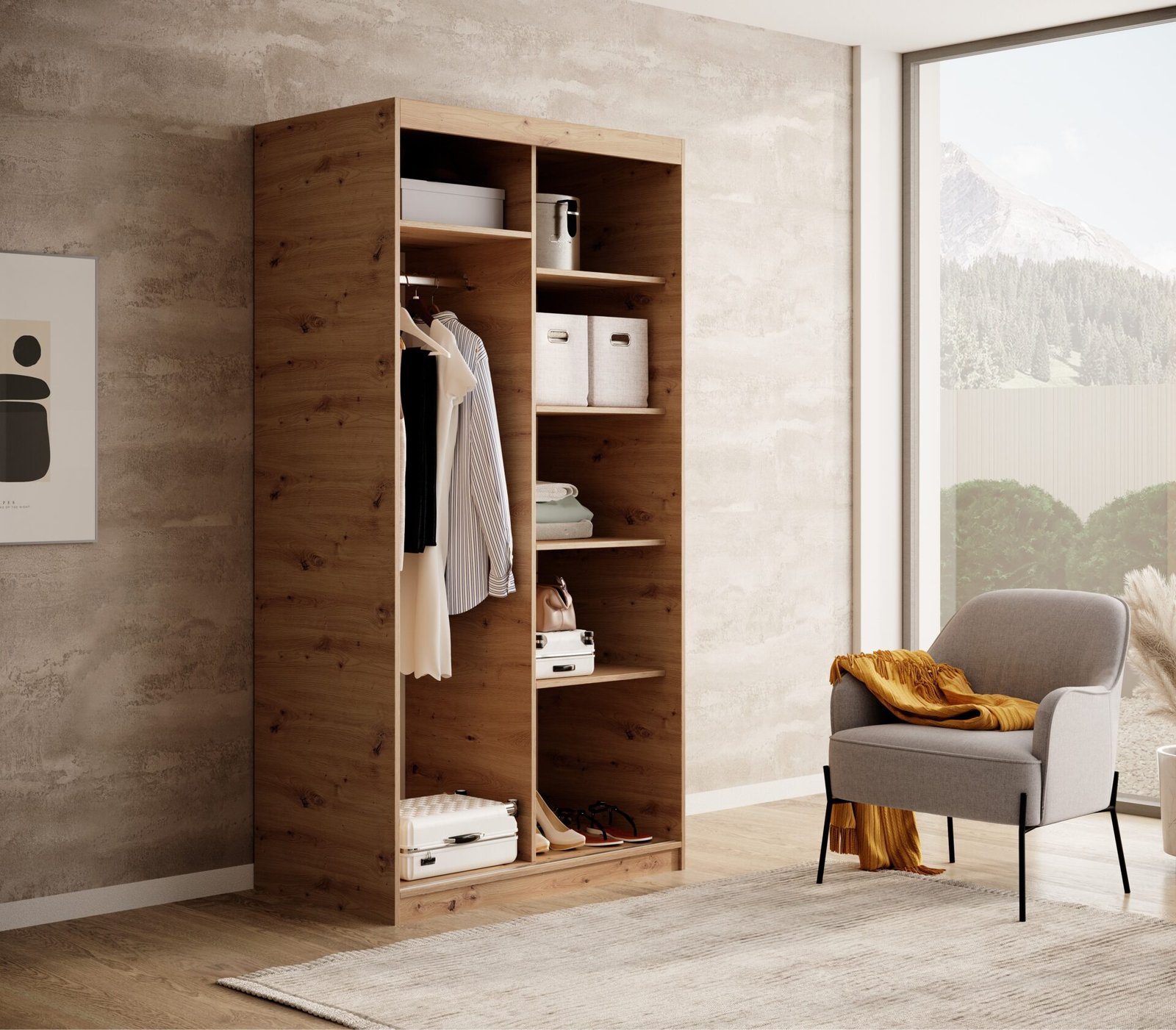 Delia 100 Artisan/Black ADRK sliding wardrobe - Image 2