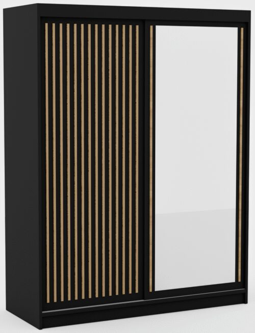 Delia 160 sliding wardrobe, black/artisan, ADRK