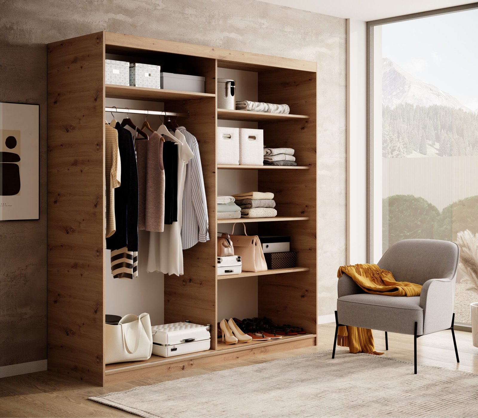 Delia 180 Artisan/Black ADRK sliding wardrobe - Image 2
