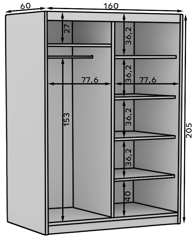 Delia 180 sliding wardrobe, white/artisanal, ADRK - Image 4