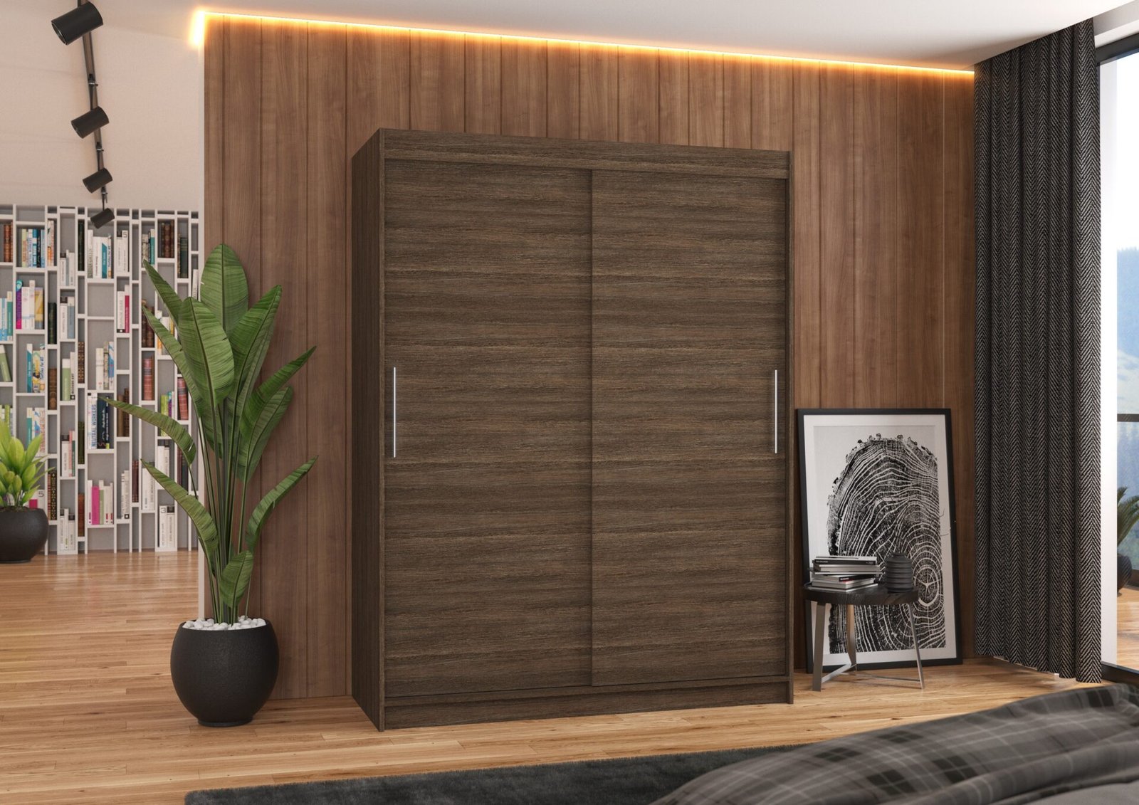 Sliding wardrobe DENVER 150 chocolate color ADRK - Image 3