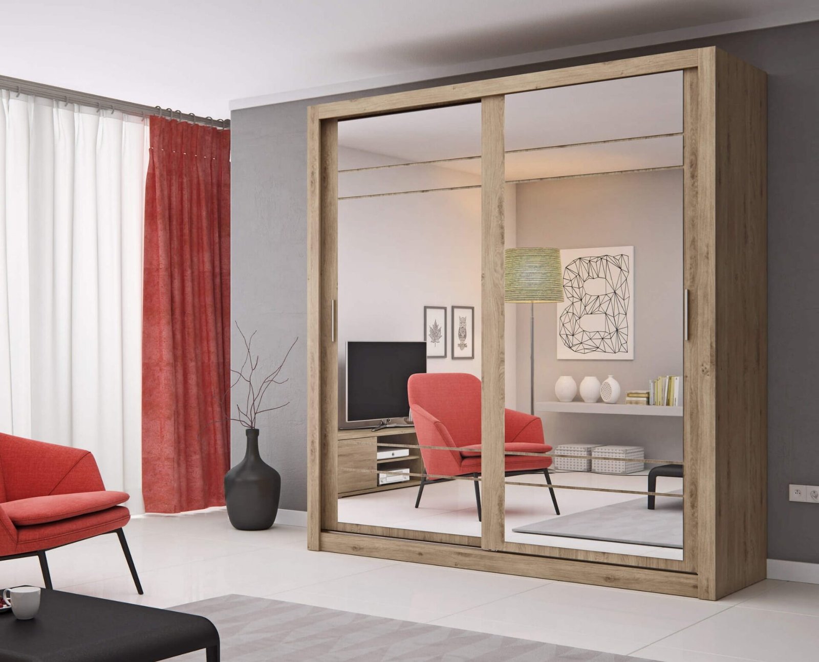 ARTI AR-08 two-door sliding wardrobe, Shetland oak - Image 4