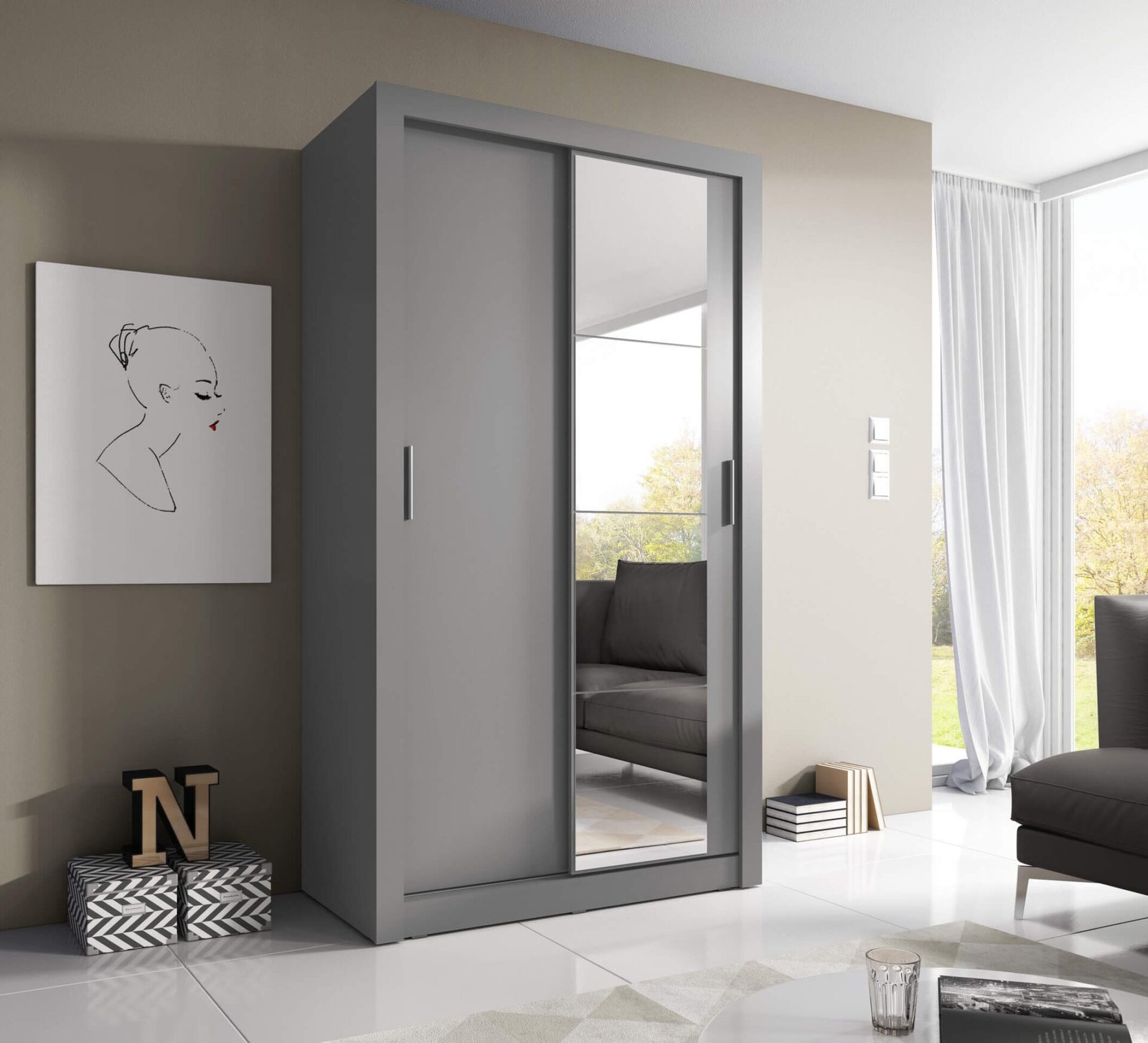 ARTI AR-06 gray two-door sliding wardrobe - Image 5