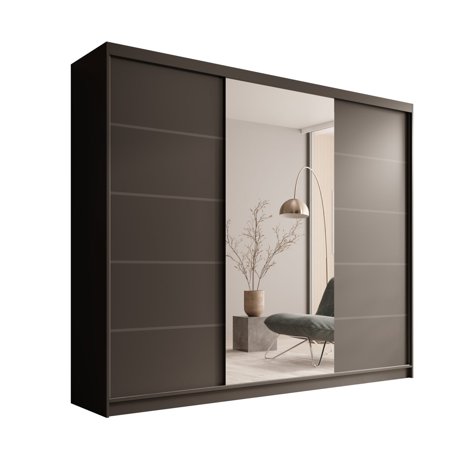 Etna 250 sliding wardrobe with black windows, ADRK