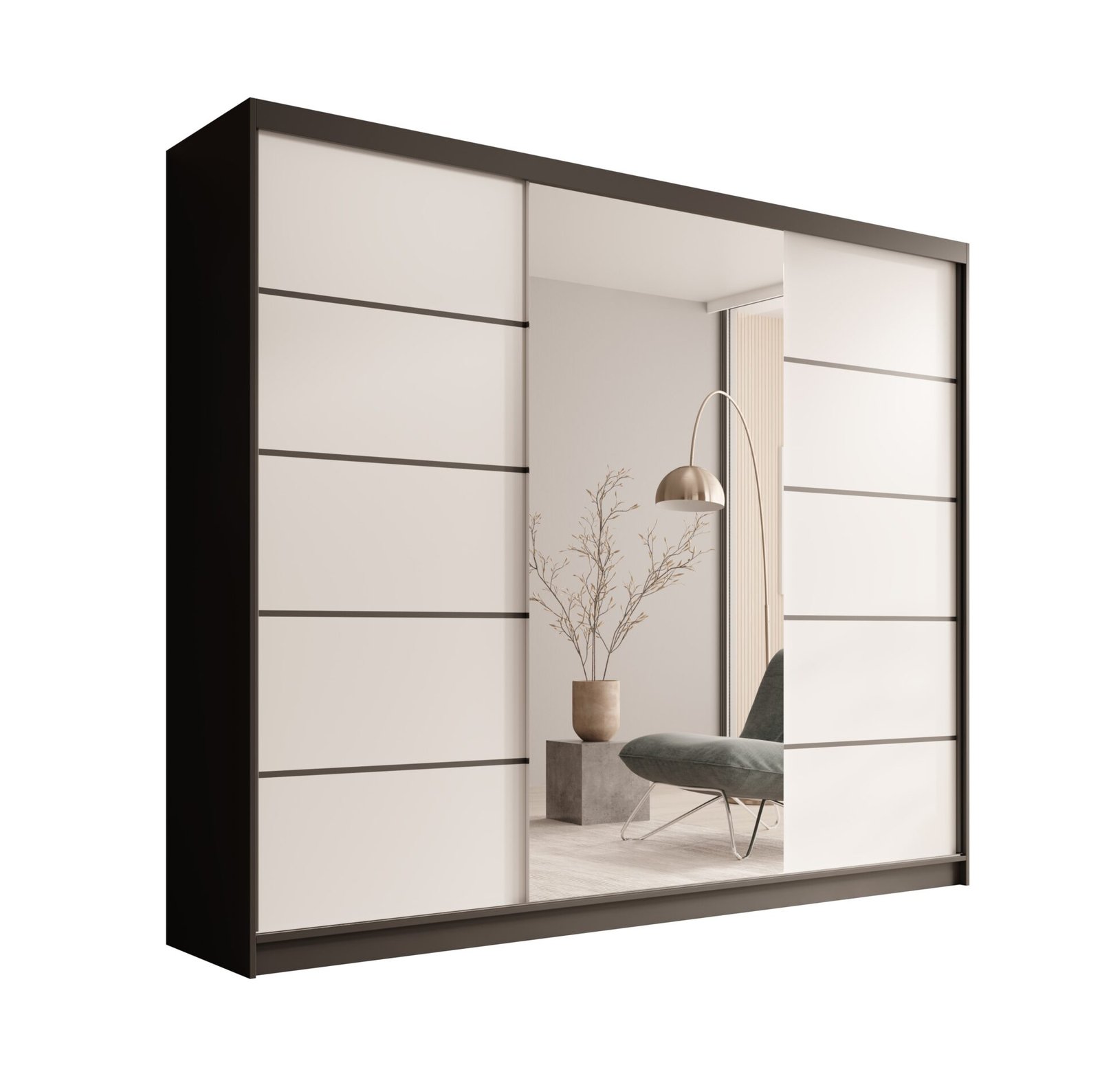 Etna 250 sliding wardrobe, black/white, ADRK