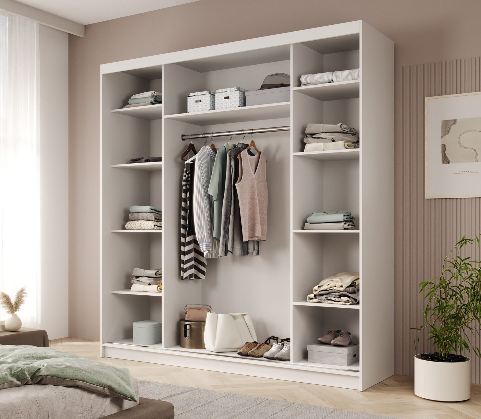 Greta 200 sliding wardrobe, white/black, ADRK - Image 3