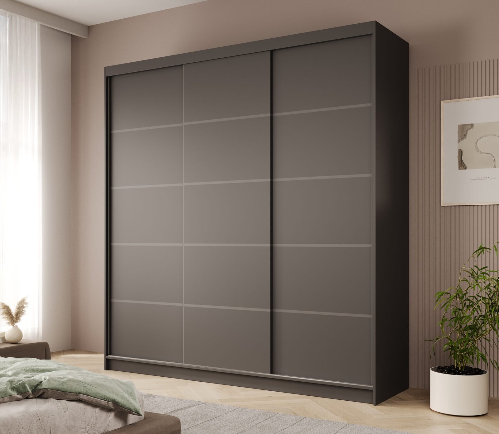 Greta 200 sliding wardrobe, black, ADRK - Image 2