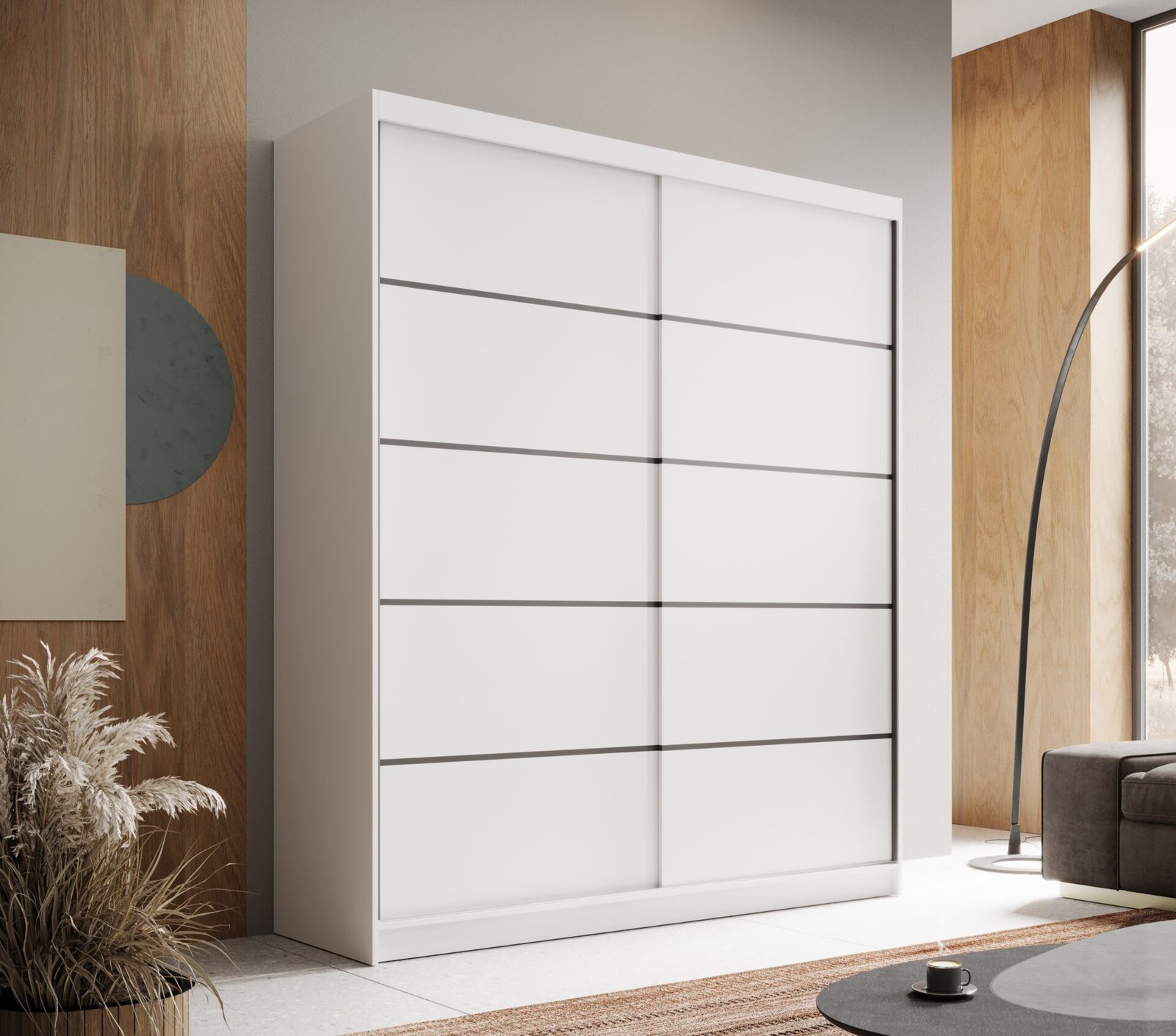 Hannah 180 sliding wardrobe with sliding doors, white, ADRK - Image 2