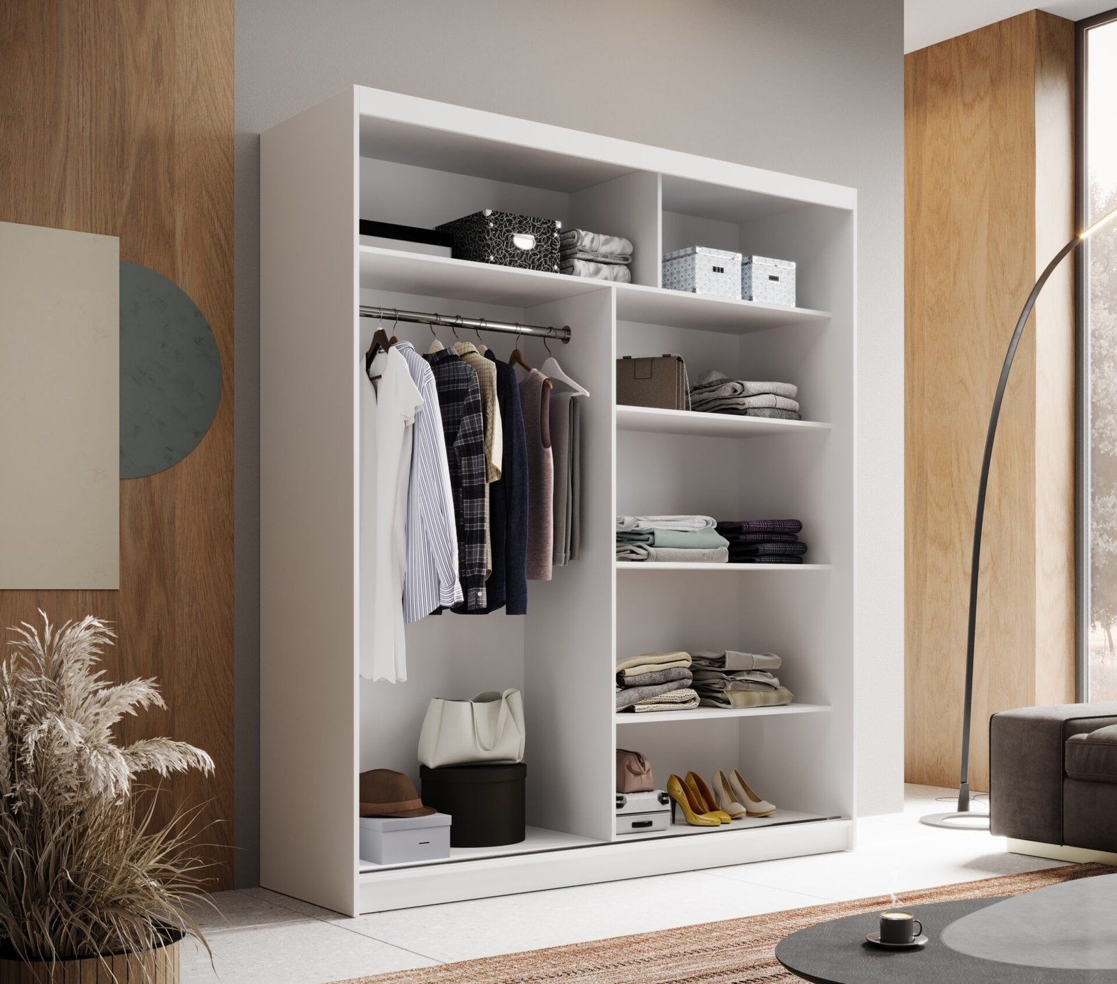 Hannah 180 sliding wardrobe with sliding doors, white, ADRK - Image 3