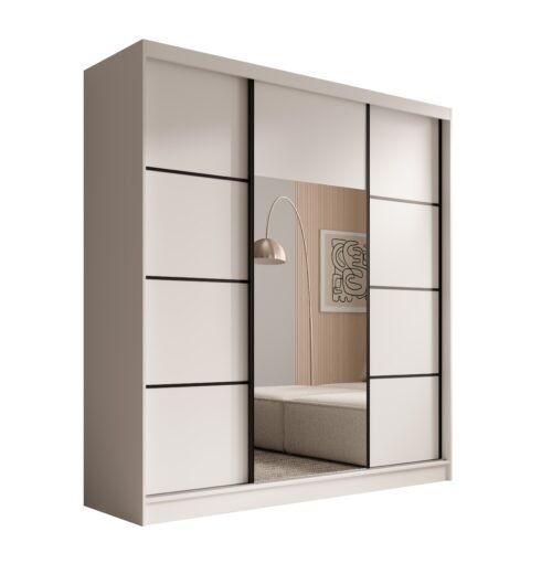 Keri 200 sliding wardrobe, white/black, ADRK
