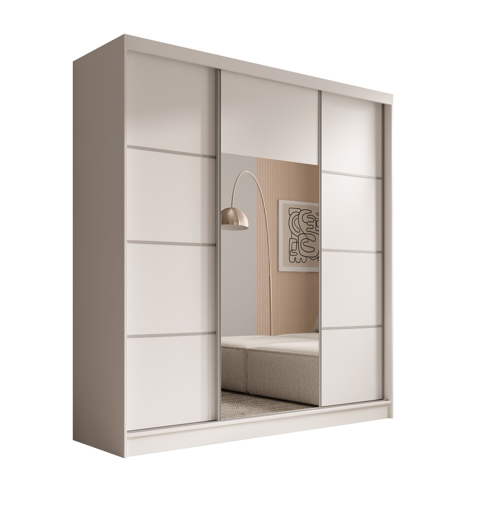Keri 200 sliding wardrobe, white/silver, ADRK