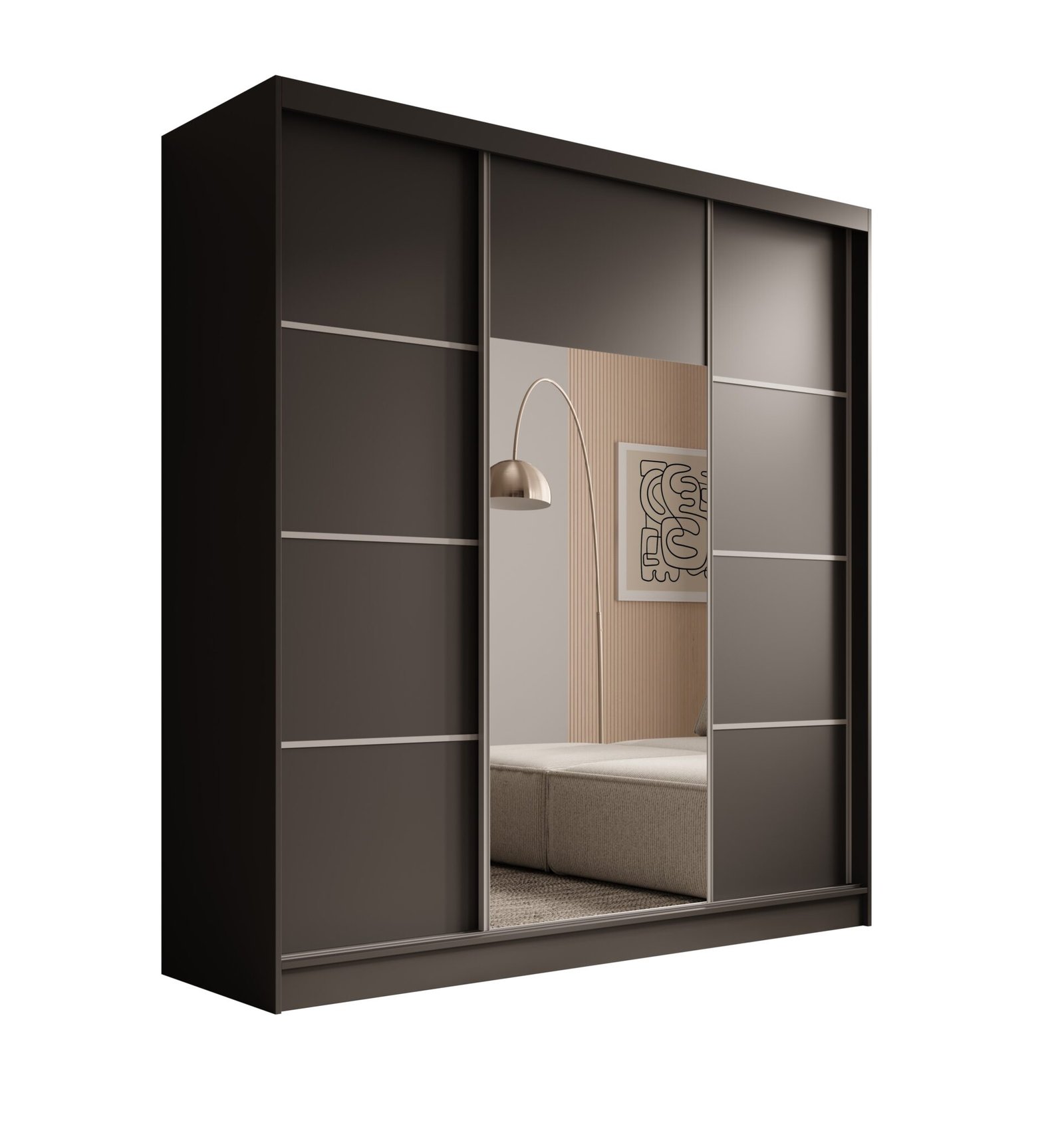 Keri 200 sliding wardrobe, black/silver, ADRK