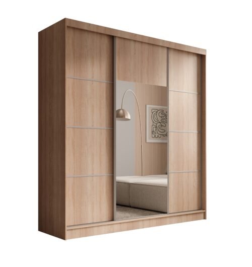 Keri 200 sliding wardrobe, Sonoma/Silver, ADRK