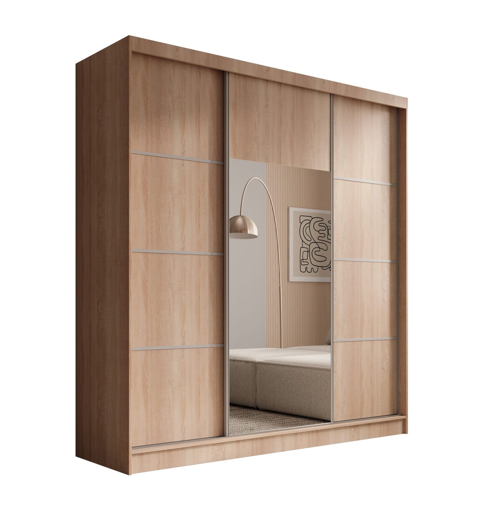 Keri 200 sliding wardrobe, Sonoma/Silver, ADRK