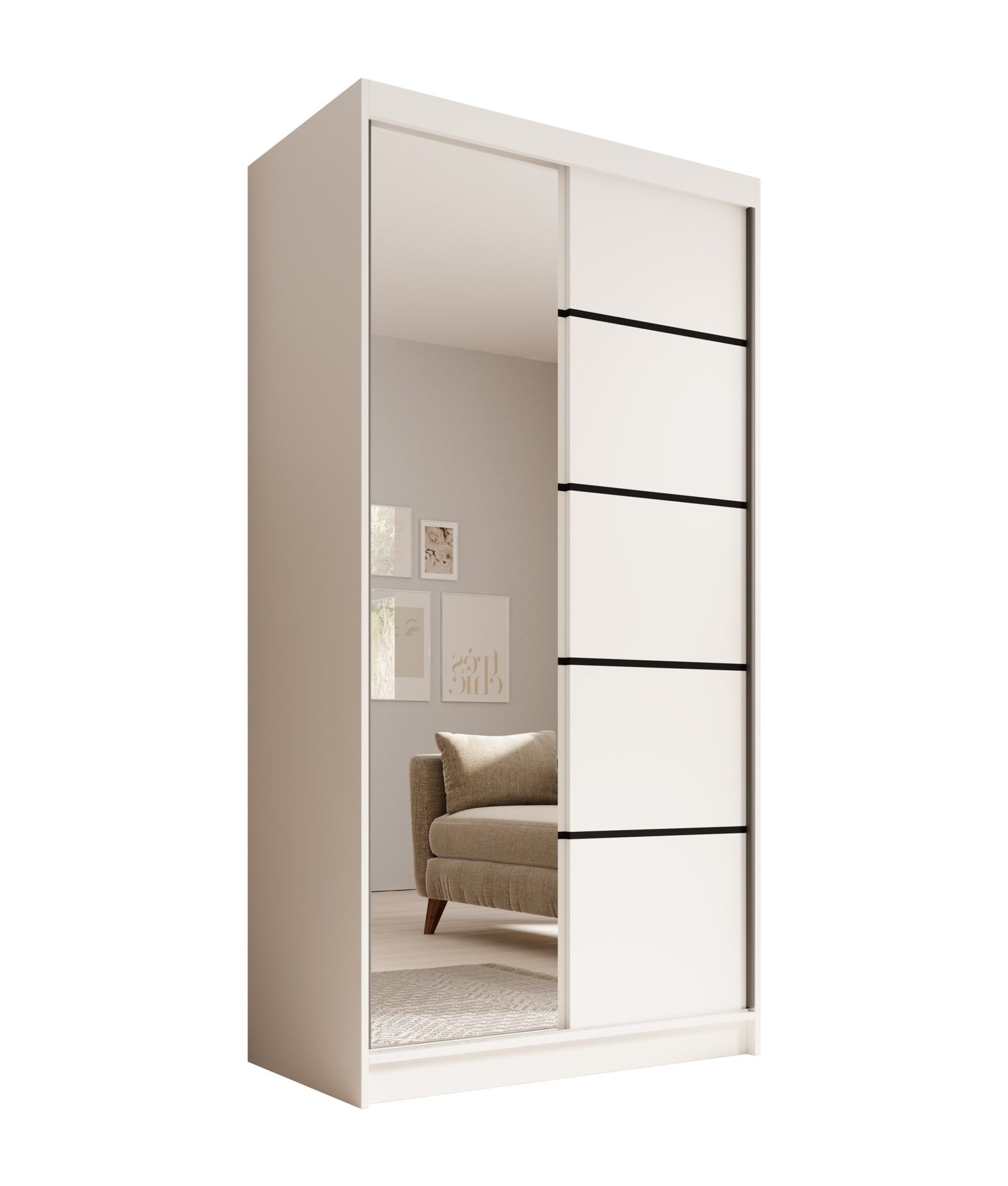 Laurencja 100 sliding wardrobe with sliding doors, white, ADRK
