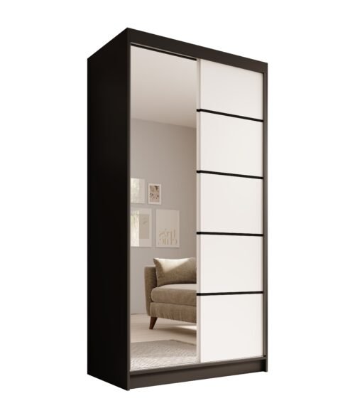 Laurencja 100 sliding wardrobe, black/white, ADRK