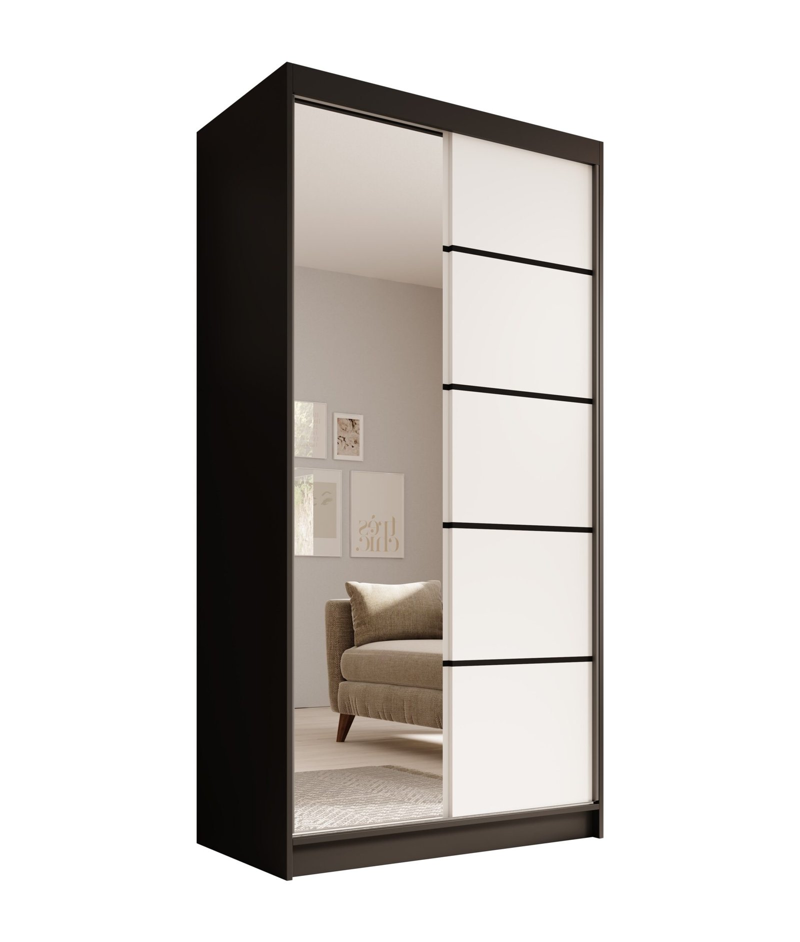 Laurencja 100 sliding wardrobe, black/white, ADRK