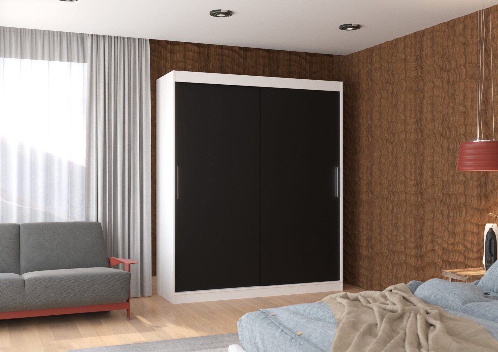 LINCOLN 180 sliding wardrobe, white/black, ADRK - Image 2