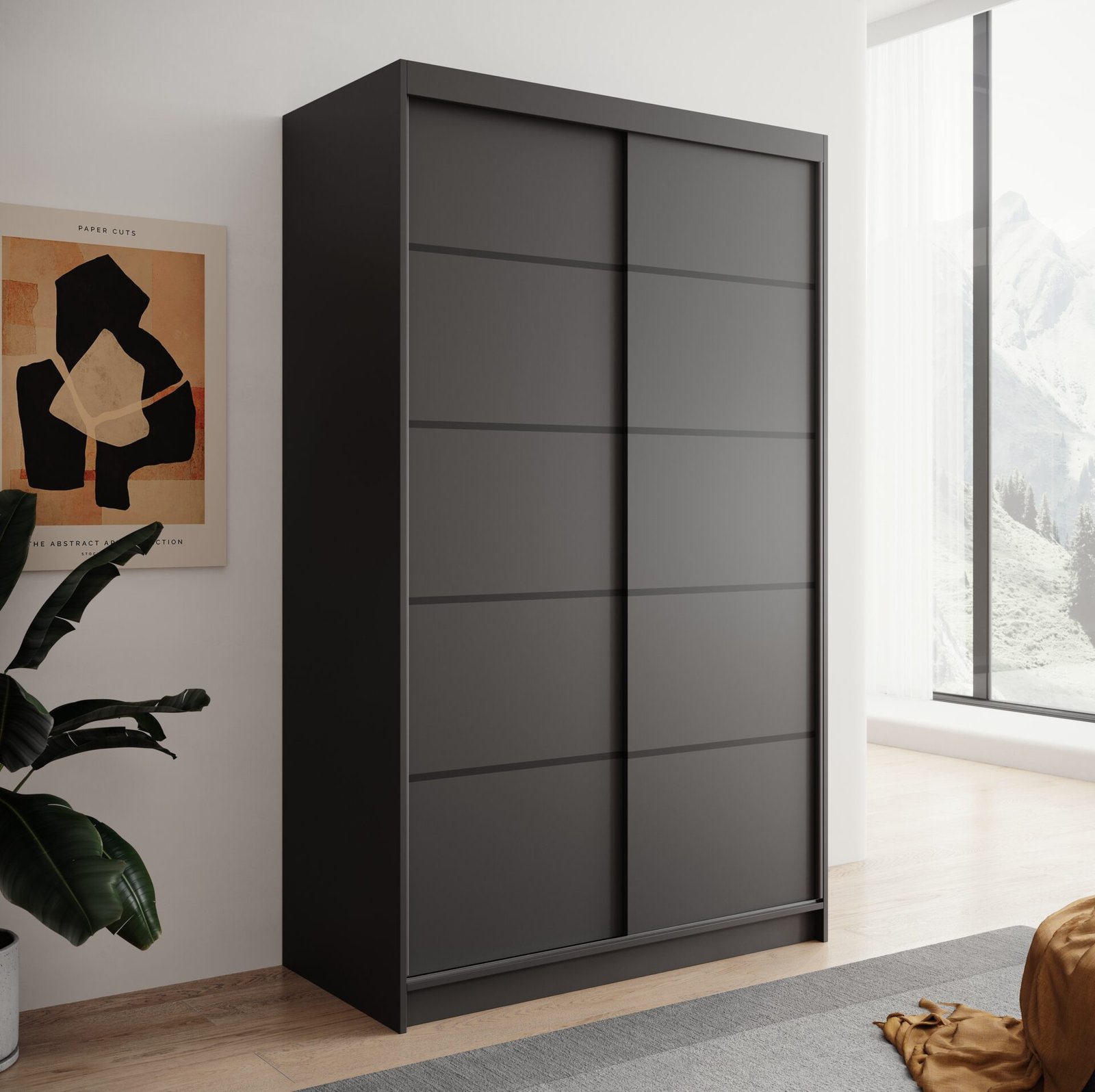 Lizi 120 sliding wardrobe with black handle, ADRK - Image 2