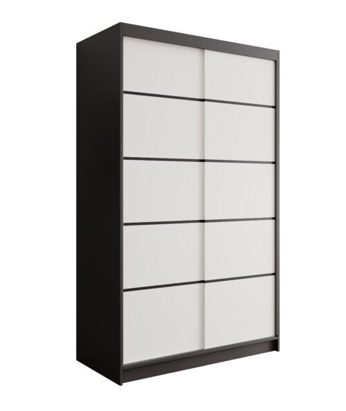 Lizi 120 sliding wardrobe, black/white, ADRK